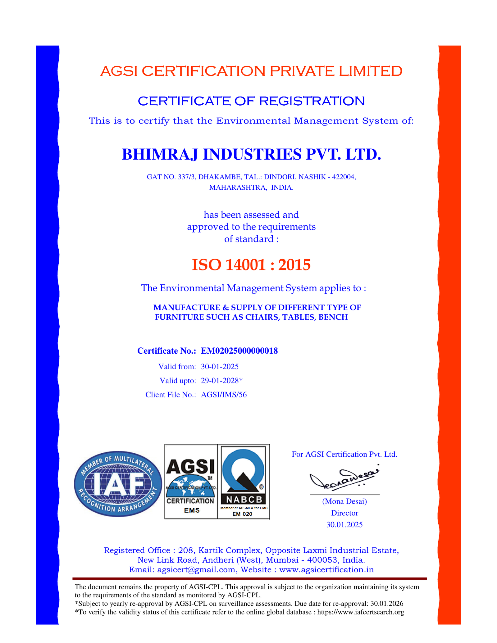 ISO 14001:2015 Certificate